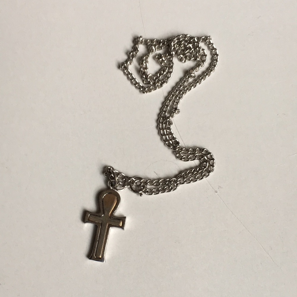Egyptian Ankh with silvertone chain